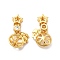 Rack Plating Eco-Friendly Brass Micro Pave Cubic Zirconia Charms, Long-Lasting Plated, Lead Free & Cadmium Free, Star with Rabbit Charm, for Half Drilled Beads, Real 18K Gold Plated, 12x13.5x5mm, Hole: 3x2mm, Pin: 1mm