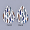 PU Leather Big Pendants, teardrop, with Feather Pattern, Colorful, 56x37x1.5mm, Hole: 1.2mm