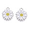 Alloy Enamel Pendants, Daisy, Mixed Color, White, 16x13x2mm, Hole: 2mm