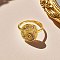 304 Stainless Steel & Cubic Zirconia Finger Rings for Women, Star & Moon & Evil Eye, Golden, US Size 7(17.3mm)