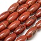 Oval Natural Red Jasper Beads Strands, 12x6mm, Hole: 1mm, about 32pcs/strand, 16.1 inch