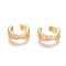 Golden Plated Brass Micro Pave Cubic Zirconia Cuff Earrings, Long-Lasting Plated, Clear, 12.5x12.5x4mm