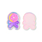 Plate Transparent Acrylic Cabochons, with Printed Donut, Hot Pink, 16x22x2.5mm