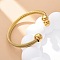 304 Stainless Steel Round Ball Cuff Bangles for Women, Golden, 3/4 inch(2cm), Inner Diameter: 1-3/4x2-1/2 inch(6.2x4.5cm)