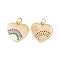 Rack Plating Brass Micro Pave Colorful Cubic Zirconia Pendants, with Jump Ring, Cadmium Free & Nickel Free & Lead Free, Heart, Real 18K Gold Plated, 16x16x2mm, Jump Ring: 5x0.6mm, Inner Diameter: 3.5mm