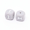 Silicone Beads, Cube with Letter.I, Gray, 12x12x12mm, Hole: 2mm