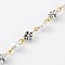 Handmade Round Glass Pearl Beads Chains for Necklaces Bracelets Making, with Tibetan Style Alloy Flower Beads and Iron Eye Pin, Unwelded, White, 39.3 inch