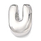 Brass Initial Beads, Platinum, Long-Lasting Plated, Rack Plating, Lead Free & Cadmium Free, Letter U, 21x15.5x6.5mm, Hole: 8.5x4.5mm