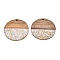 Epoxy Resin & Walnut Wood Pendants, with Paillette/Sequin, Flat Round, Dark Salmon, 38x3.5mm, Hole: 2mm