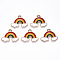 Alloy Enamel Pendants,  Rainbow, Light Gold, FireBrick, 14x18.5x1.5mm, Hole: 1.8mm