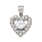 316 Surgical Stainless Steel Rhinestone Pendants, Heart, Stainless Steel Color, 23x21x5mm, Hole: 7.5x5.5mm