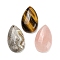 Natural Mixed Gemstone Pendants, Teardrop Charms, 25~28x17~20x6~7mm, Hole: 1.6mm