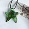 Starfish Millefiori Glass Pendant Waxed Cord Necklaces, Green, 17.72 inch(45cm)