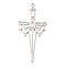 Non-Tarnish 201 Stainless Steel Big Pendants, Sword Charms, Stainless Steel Color, 50x23x1mm, Hole: 1.6~1.8mm