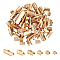 60Pcs 6 Styles 304 Stainless Steel Ribbon Crimp Ends, Rectangle, Real 18K Gold Plated, 6~10x6.5~25mm, Hole: 3mm, 10pcs/style