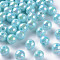 Opaque Acrylic Beads, AB Color Plated, Round, Sky Blue, 8x7mm, Hole: 2mm