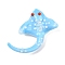 Glass Pendants, Manta Ray Charms, Light Sky Blue, 32~34x35~37x13~15mm, Hole: 2.7mm