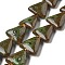 Handmade Porcelain Beads Strands, Triangle, Olive Drab, 17x18x7mm, Hole: 1.6mm, about 23pcs/strand, 14.17''(36cm)