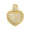 Brass Pendants with Cubic Zirconia, Electrophoretic Color Preservation, Heart Charms, Golden, 24x18x7.5mm, Hole: 4.5x6mm