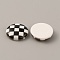 Plastic Cabochons, Flat Round with Tartan Pattern, Black, 15x4mm