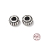 925 Sterling Silver Corrugated Beads, Flat Round, Antique Silver, 4x2mm, Hole: 1.6mm