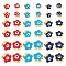 36Pcs 9 Style Rack Plating Alloy Enamel Beads, Cadmium Free & Lead Free, Flower with Evil Eye, Mixed Color, 4pcs/style