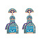 Zinc Alloy Rhinestone Dangle Stud Earrings, Perfume Bottle, with Enamel, Golden, Blue, 51x26mm