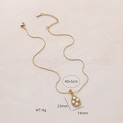 Женские ожерелья из нержавеющей стали 304 с подвеской в виде капли и искусственным жемчугом&nbsp;BY5835