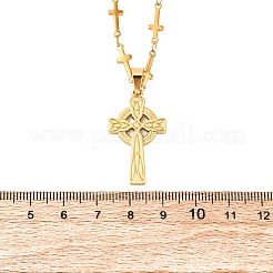 Мужские ожерелья с подвеской в виде креста викингского узла из нержавеющей стали 201 NJEW-S440-14G