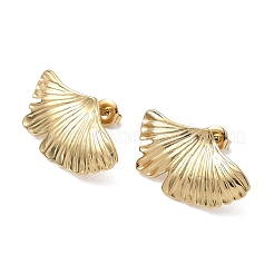 Серьги-гвоздики в форме листа из нержавеющей стали 304&nbsp;EJEW-K268-68G