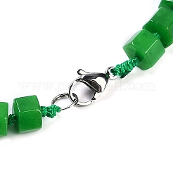 Окрашенный натуральный малайзийский нефрит шестигранная призма градуированные бусины ожерелья для женщин и мужчин&nbsp;NJEW-K388-03H