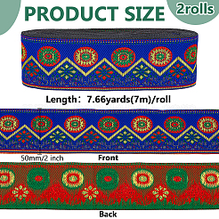 Плоские круглые полиэстеровые ленты с цветочным узором для вышивки&nbsp;OCOR-WH0078-463C