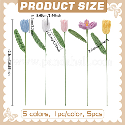5шт. 5-х цветная шерстяная пряжа искусственный цветок тюльпана&nbsp;AJEW-FG0004-63