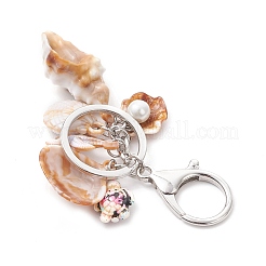 3 шт. непрозрачных акриловых брелоков с имитацией ракушки и синтетической бирюзы&nbsp;KEYC-JKC01338