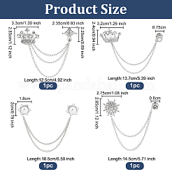 4 шт. 4 стиля брошь в виде короны и звезды со стразами&nbsp;JEWB-OC0001-10