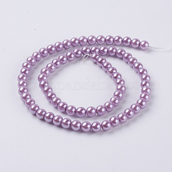 Круглые бусины из экологически чистого окрашенного стекла с жемчугом&nbsp;HY-A002-6mm-RB056