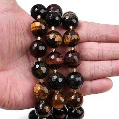 Трехцветные нити бусин из натурального тигрового глаза&nbsp;G-C249-A29-16mm