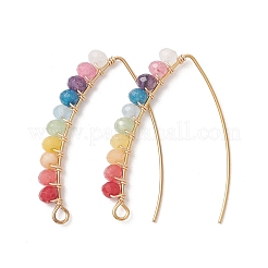 Серьги-крючки из натурального малайзийского нефрита&nbsp;EJEW-JE06888-02