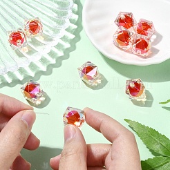 10 шт. двухцветные радужные переливающиеся акриловые бусины с УФ-покрытием&nbsp;TACR-YW0002-33E