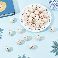 Набивные европейские бусины из натурального дерева&nbsp;WOOD-PH0009-50