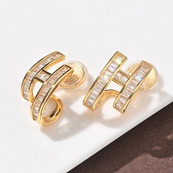 Серьги-клипсы из латунного микро-паве с прозрачными фианитами EJEW-K286-10G