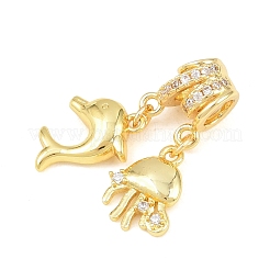 Латунные микропаве прозрачные подвески с фианитом&nbsp;KK-Z151-10G