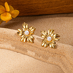 201 серьги-гвоздики из нержавеющей стали в форме цветка&nbsp;GG2778-1