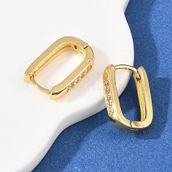 Прямоугольные латунные серьги-кольца с кубическим цирконием&nbsp;EJEW-A156-16A-G
