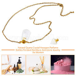 1 шт. натуральный кварцевый кристалл граненый шестиугольная призма флакон духов горный хрусталь кулон ожерелья&nbsp;NJEW-FH0001-17G-02