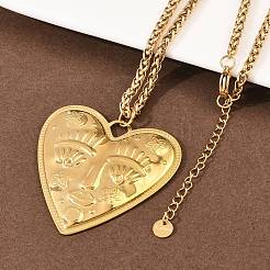 Цепочка из пшеницы с кулоном в виде человеческого лица из нержавеющей стали 304&nbsp;NJEW-P430-03B-G