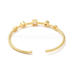 Прозрачный кубический цирконий геометрический браслет с открытой манжетой&nbsp;BJEW-M231-05G