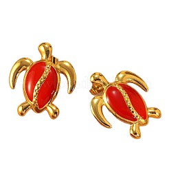 Серьги-гвоздики с эмалированной черепахой из нержавеющей стали 304&nbsp;EJEW-Z147-11G