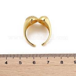 Латунные кольца-манжеты с микропаве и прозрачным цирконием для женщин&nbsp;RJEW-S622-07G