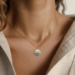 Красочный волнообразный кулон из латуни с синей эмалью&nbsp;FS-WG576FA-01